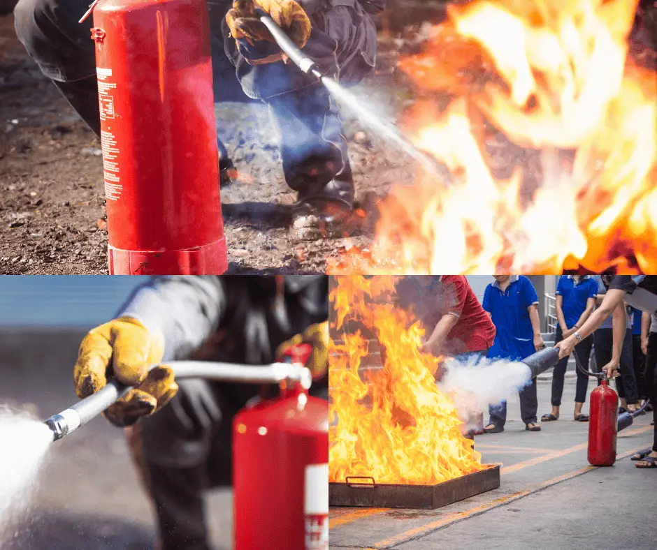 Brandschutzhelfer-Ausbildung Praxisübung - Teilnehmer üben Feuerlöscher-Einsatz bei CP Training Bayern